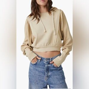 Free People Love Letter Crop Hoodie Size L